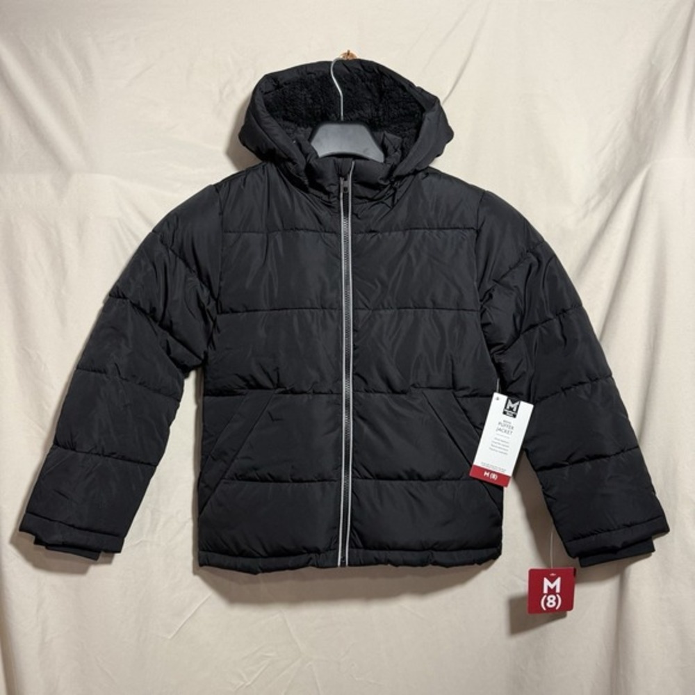 Member's‎ Mark Boys Black Puffer Jacket Removable Hood Winter Coat Size M 8 NWT